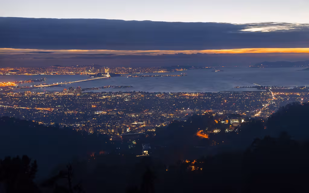 Night-time view of the Bay Area from the Berkeley hills