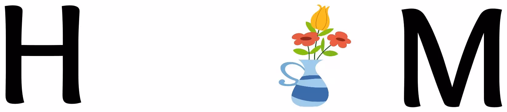 A diagram illustrating a thought experiment: Two agents, H (Hugh Mann) and M (Ma Sheen), are represented by large black letters on either side of a blue vase of flowers, an object they can both interact with.